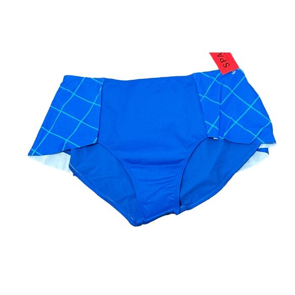 SPANX Women's Flirty Skirted Swim Bottom 2653 electric blue geo size 12 New - Picture 1 of 5